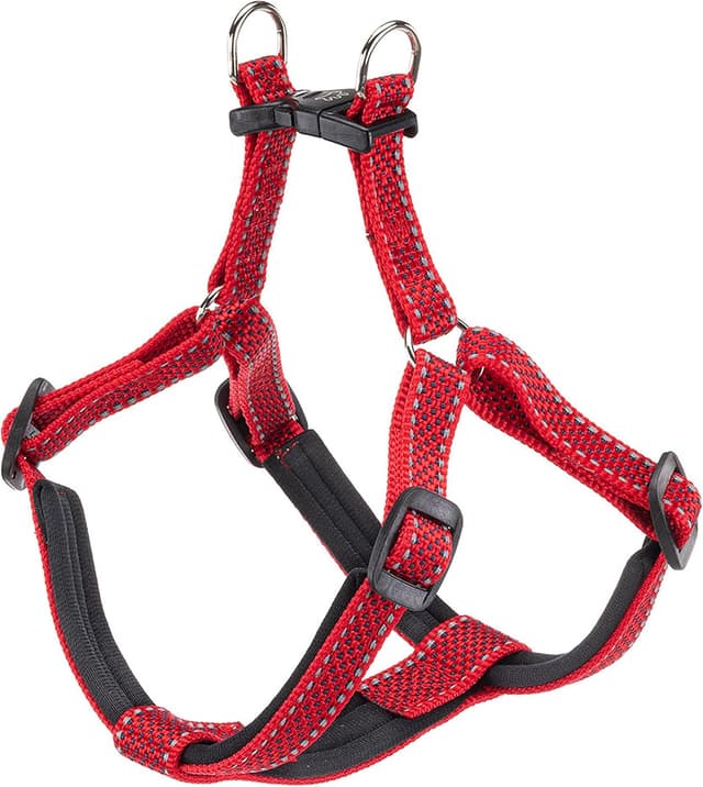 Detalle de Ferplast Pettorina Cane DAYTONA DELUXE in nylon imbottito taglia grande, regolabile e riflettente Marrone-Nero