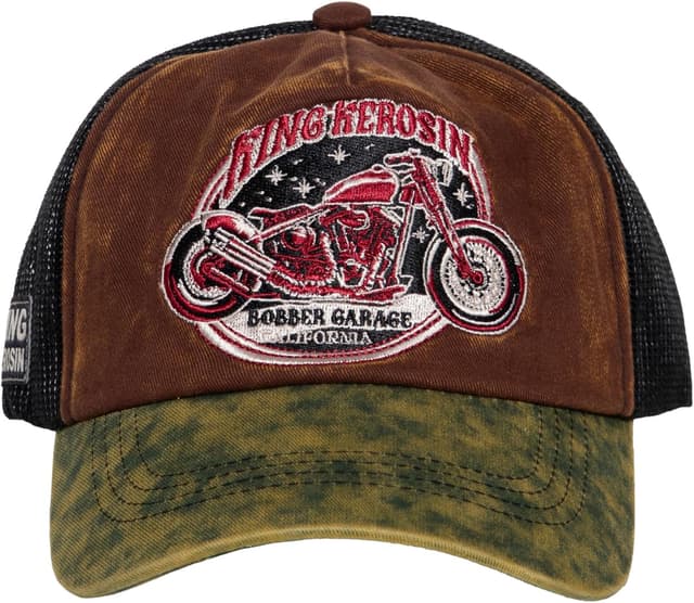 Detalle de King Kerosin Herren Trucker Cap im Vintage Retro Look „Bobber Garage“