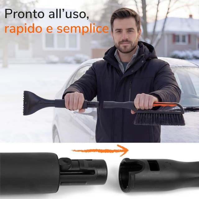 Detalle 2 de Upgrade4cars Raschietto Ghiaccio per Auto con Spazzola alta qualità e impugnatura ergonomica