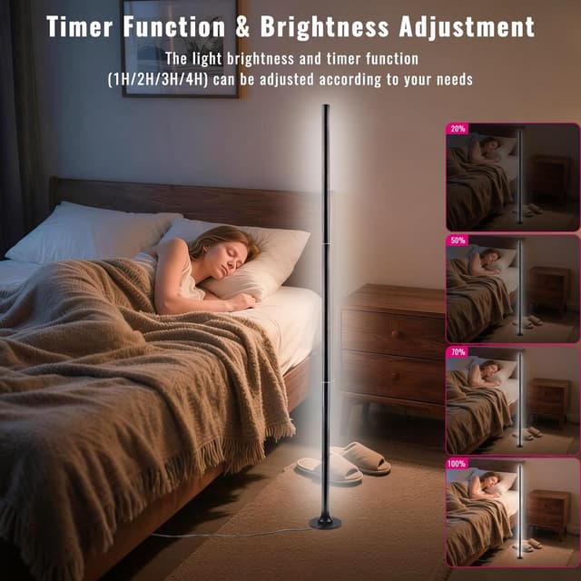 Detalle 2 de sylvwin Lampada da terra LED RGB angolare con controllo APP e telecomando, 16 milioni di colori + sync musica