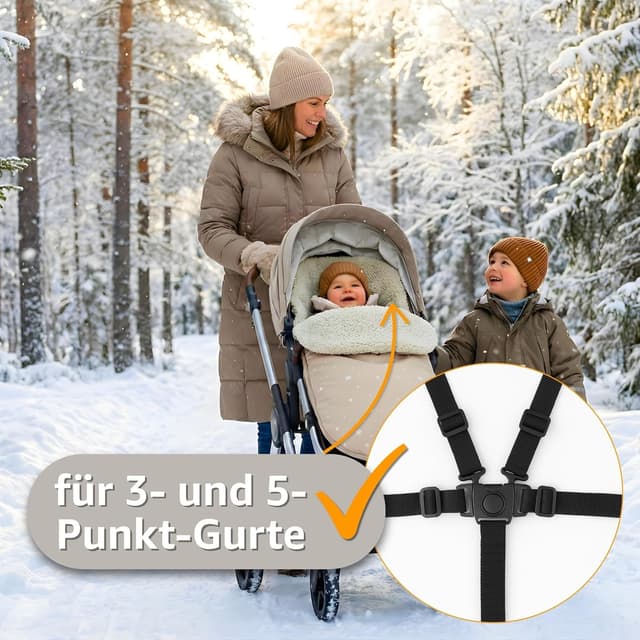 Detalle de Winter-Fußsack für Kinderwagen & Buggy 90x45 cm – warmes Set mit Einlage, Dunkelgrau