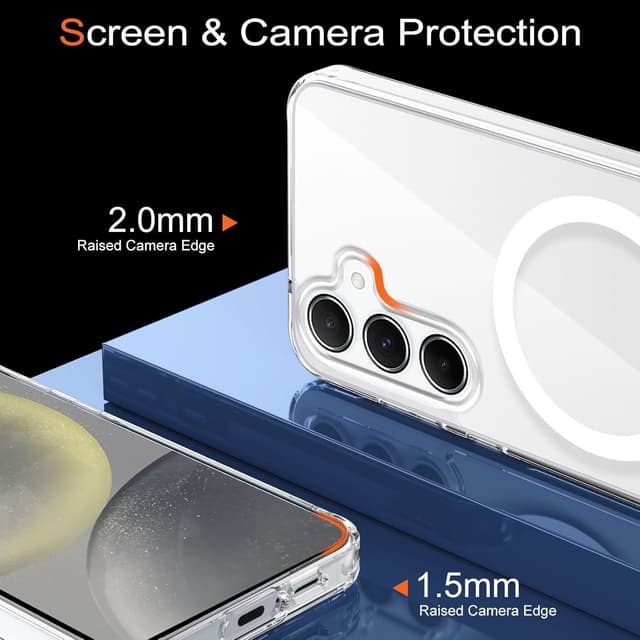 Detalle de Coque magnétique XTCASE pour Samsung Galaxy S24 5G (MagSafe) avec support invisible et bumper TPU antichoc – Clear