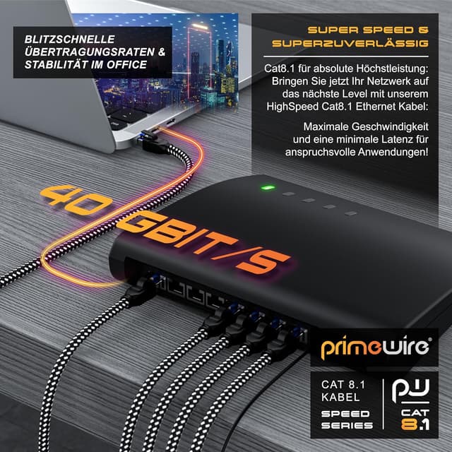 Thumbnail 5 de CSL 10m CAT 8 Netzwerkkabel Patchkabel 40 Gbit/s