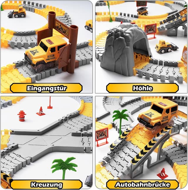 Thumbnail 5 de Autorennbahn 264 Teile DIY Rennbahn für Kinder