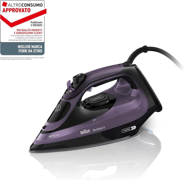 Detalle de Braun Texstyle9 SI9661VI ferro da stiro a vapore con iCare e Freeglide 3D, 250 g/min e assistenza 5 anni