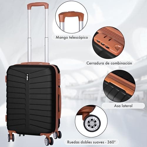 Detalle de Juego de 3 maletas T-LOVENDO.ES rígidas ABS con ruedas 360° (cabina, mediana y grande)