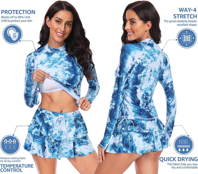 Thumbnail 2 de UNIQUEBELLA Rash Guard Swimsuit UPF 50+ for Women