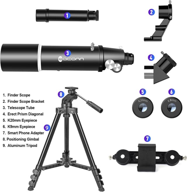 Thumbnail 5 de Teleskop 80 mm Blende 600 mm Refraktor