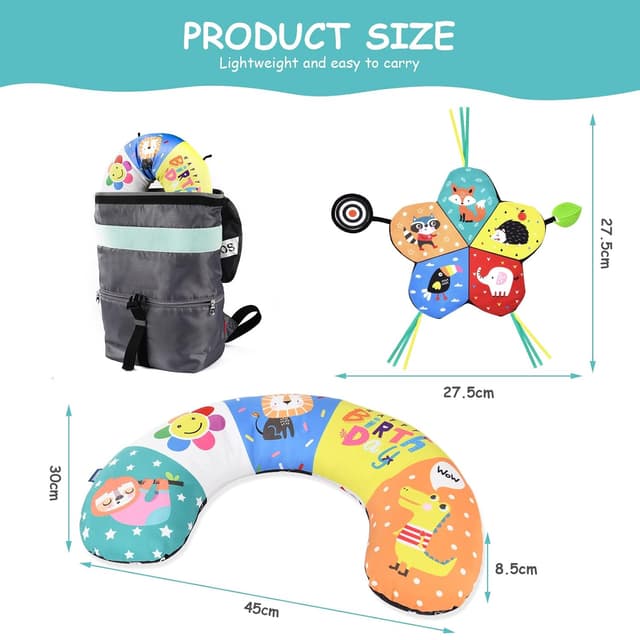 Detalle de Aolso Baby Bauchkissen mit Spiegel & abnehmbarem Teil (Schwarz-Weiß) – Sensorik-Spielzeug für die Bauchlage