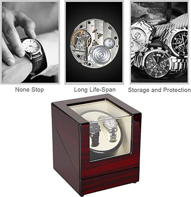 Detalle de Uten watch winder in legno per 2 orologi automatici