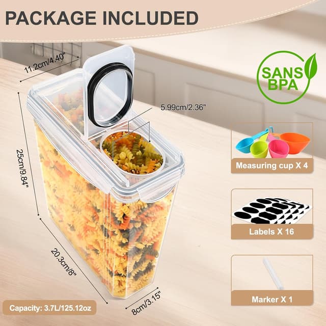 Detalle de Cereal storage containers 4 pack, 3.7L