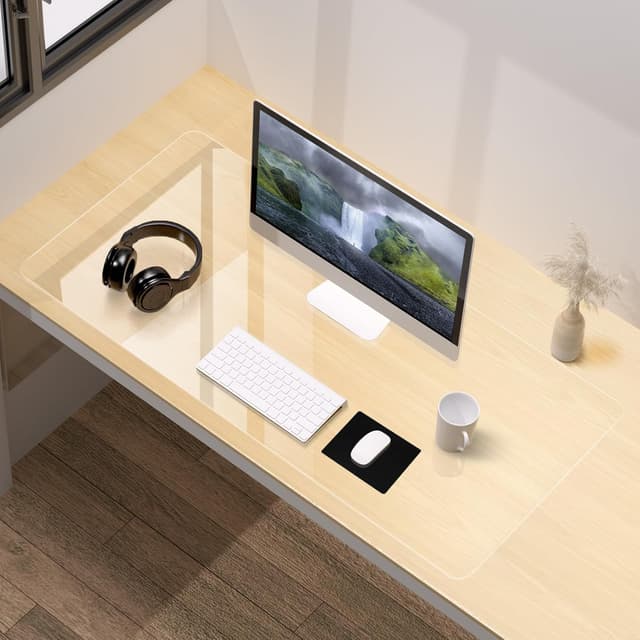 Detalle de Dreamil transparente Schreibtischunterlage aus PVC, wasserdicht mit abgerundeten Ecken – 60 x 33 cm