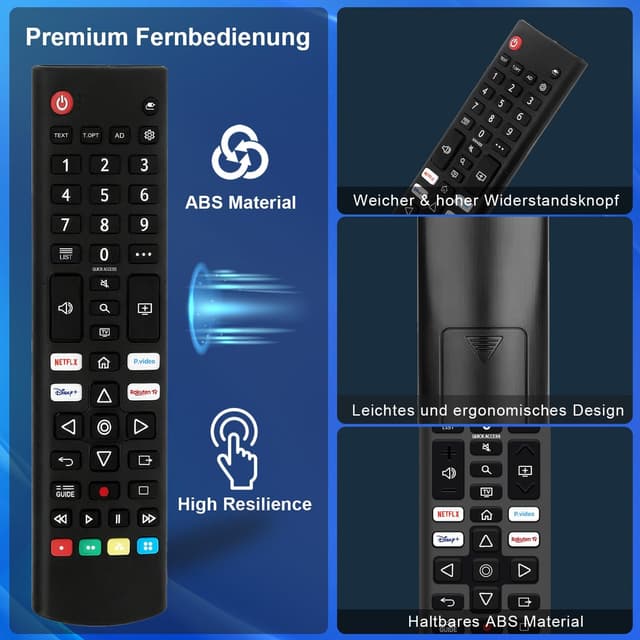 Thumbnail 6 de ZYK Ersatz für LG Smart TV Fernbedienung – universelle IR-Fernbedienung mit Schnellzugriffstasten (Netflix, Prime Video, Disney+, Rakuten TV)