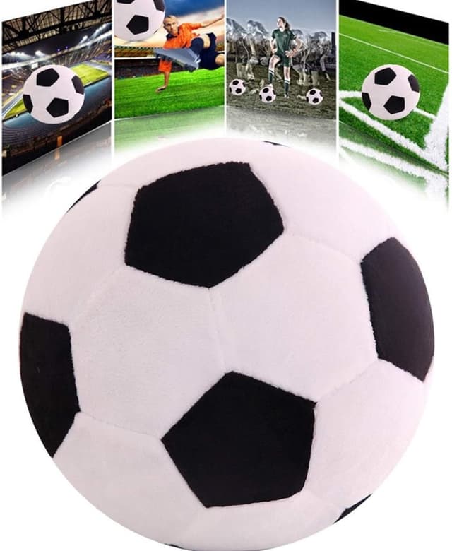 Detalle 2 de AOQI Fluffy Stuffed Soccer Ball Plush Pillow (Black/White, 7.8 in / 20 cm)