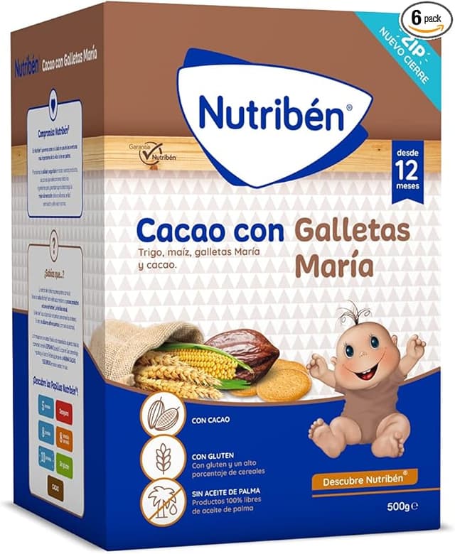 Imagen de Nutribén Papilla de Cacao con Galletas María 🍫🥣 Pack 6 en OfertitasTOP