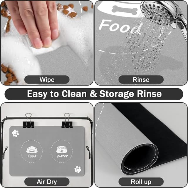 Detalle de Mavicen Dog Feeding Mat (40 x 60cm) – absorbent, non-slip, waterproof placemats for food and water