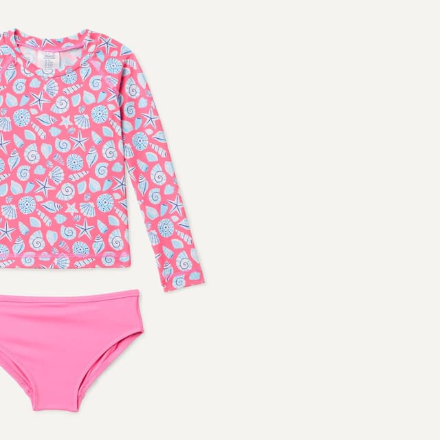 Detalle 2 de Maillot de bain fille 3 pièces Amazon Essentials : rashguard à manches longues et bikini à superposer