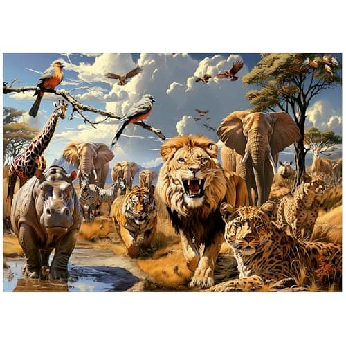Detalle 2 de Educa Animales Salvajes 🐅 Puzzle de 1000 Piezas, 68x48 cm, incluye Cola Fix