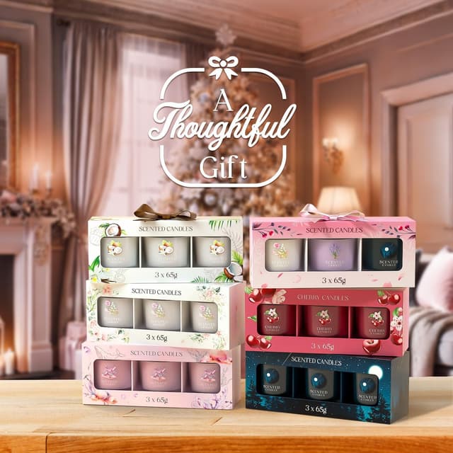 Detalle 2 de CHILLFLAME Men’s Scented Votive Candle Gift Set (Black, 3 pack, 200g)