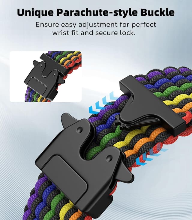 Detalle de Astorgos Braided Band for Google Pixel Watch 3/4 (45mm) with elastic nylon strap and parachute buckle