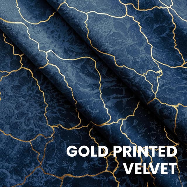 Detalle de Ystyle rideau occultant en velours marine, lot de 2 panneaux 117x137 cm (anti-chaleur, anti-bruit)