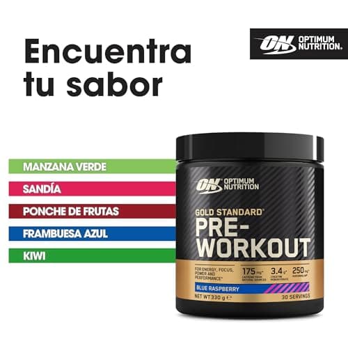 Detalle de Optimum Nutrition Gold Standard Pre-Entreno en polvo (frambuesa azul) 330 g, 30 servicios