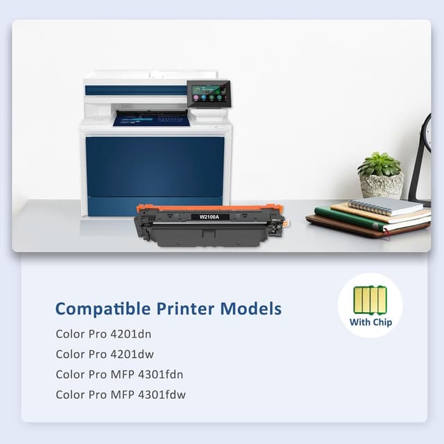 Detalle de WOWTONER 210A High-Yield Toner Cartridges 4-Pack (Black, Cyan, Magenta, Yellow) Compatible for HP Color LaserJet Pro MFP/4201 & 4301 Series