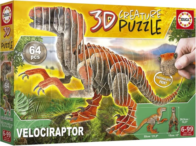 Thumbnail 3 de Educa Puzzle 3D Velociraptor 🦖 Set de construcción de Dinosaurios