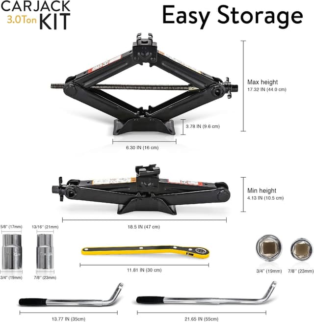Thumbnail 3 de Scissor Jack 3 Ton Car Jack Kit for SUV