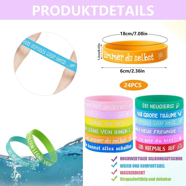 Detalle 2 de HOKYYCC Motivationsarmbänder Kinder 6 cm 🎗