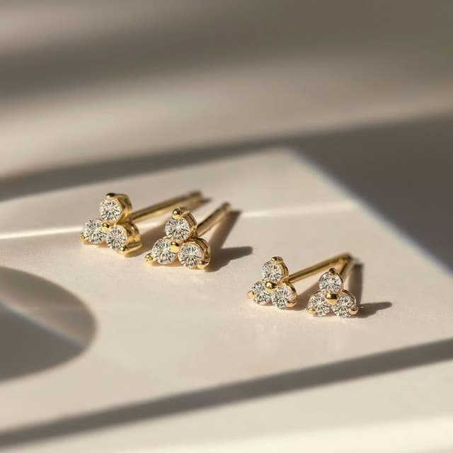 Detalle 2 de MASOP Ohrstecker Silber Gold Rosegold Set (Silber 925, Zirkonia) – 3 Paar mit 3 / 4 / 5 mm