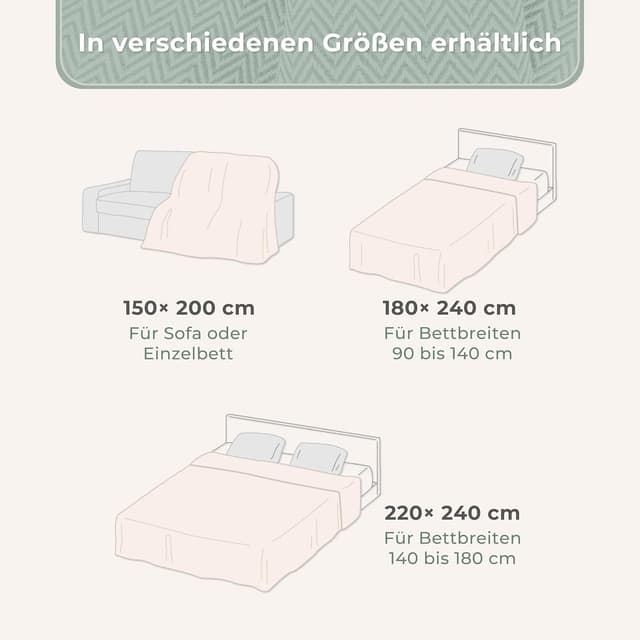 Detalle de Gräfenstayn Premium Tagesdecke mit Fransen (100% Baumwolle) – Creme, XXL 220 x 240 cm