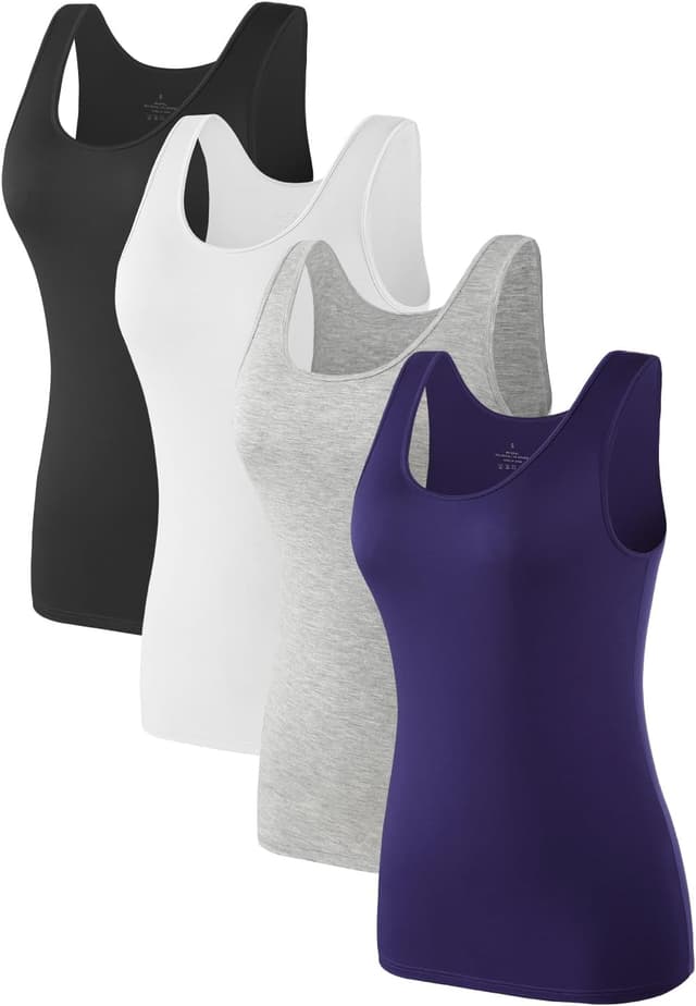 Thumbnail 6 de Komfokore 4er-Pack Damen Tank Tops aus Modal/Elasthan – ärmellose Unterhemden zum Schichten