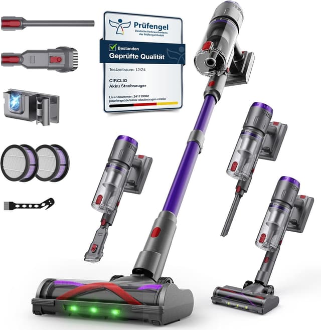 Imagen de Circlio Akku-Staubsauger 600 W, 58.000 Pa, bis 75 Min Laufzeit – kabellos mit Smart-LED-Display en OfertitasTOP