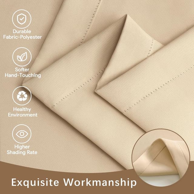 Detalle 1 de Rideaux d’extérieur UFYTT imperméables (lot de 2) 132x215 cm beige, à œillets