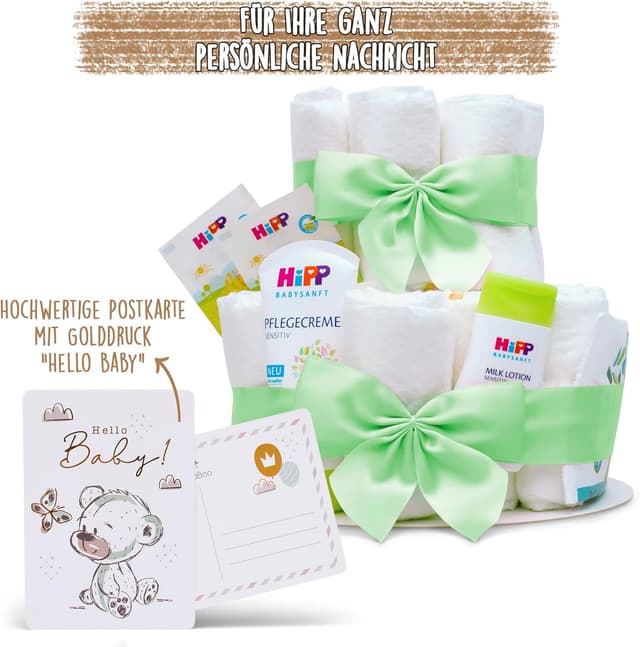 Detalle 2 de Milaboo MilaBoo Windeltorte für Mädchen, 2-stöckig (31-teilig) mit HIPP Premiumprodukten in Rosa