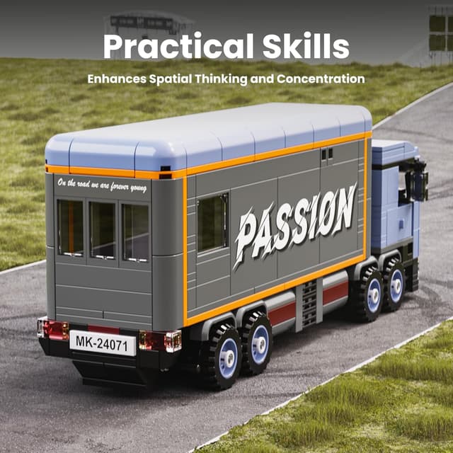 Detalle 1 de Mould King 24071 Klemmbausteine LKW-Modellbausatz (615 Teile) – Container/LKW-Wohnmobil als MOC-Sammelmodell