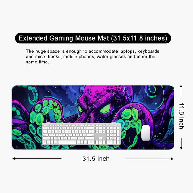 Detalle de WYDUCVI Octopus Large Gaming Mouse Mat (Ocean) – XL desk mat 31.5x11.8x0.12 inch