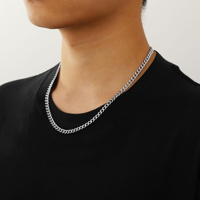 Detalle 2 de Aretas Herren Halskette aus Edelstahl (Panzerkette 6 mm) – Cuban Link Chain, Silber, Geschenk für Sohn/Papa