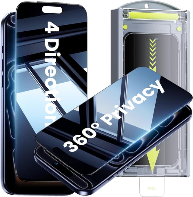 Detalle de WSKEN iPhone 17 Pro Max privacy screen protector 2 pack