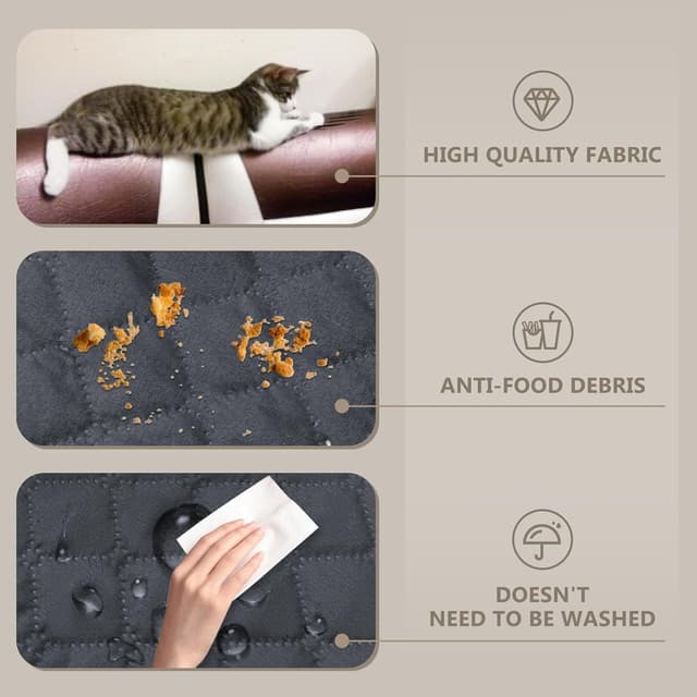 Detalle 2 de Lydevo Copridivano Impermeabile 2 Posti con Braccioli antiscivolo, grigio scuro