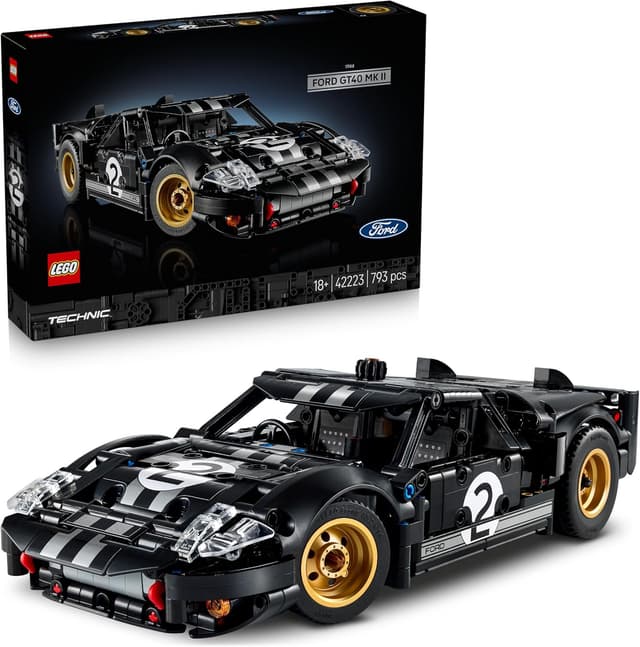 Detalle de LEGO Technic 1966 Ford GT40 MKII Rennwagen (Modell 42223) mit Lenkung und V8-Motor