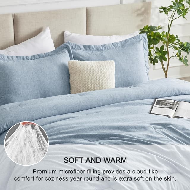 Detalle de CozyLux Twin/Twin XL Comforter Set (2-Piece) in Blue with Double-Brushed Microfiber