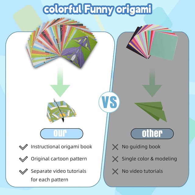 Detalle de Lumikidz Paper Airplane Origami Kit for Kids (Ages 8–12) — 12 Designs & 36 Colorful Origami Papers