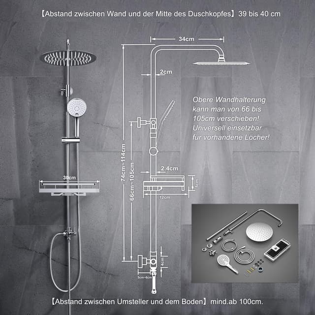 Thumbnail 5 de JOHO Colonna Doccia D25cm pioggia