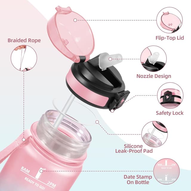 Detalle de Motswedi Borraccia bambini 500 ml con cannuccia