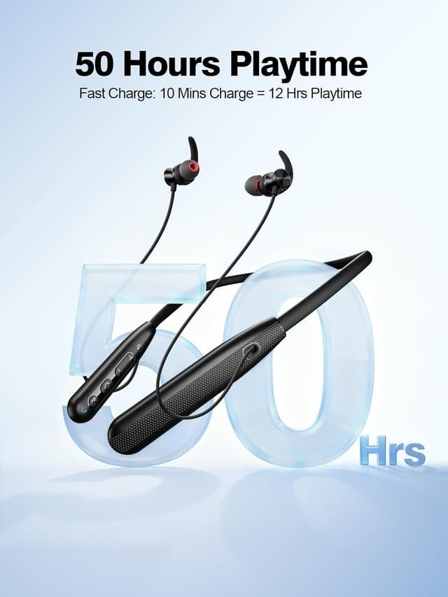 Detalle de Rythflo Rythflo Neckband Bluetooth Headphones with ENC & IPX7 Sweatproof Sport Earbuds