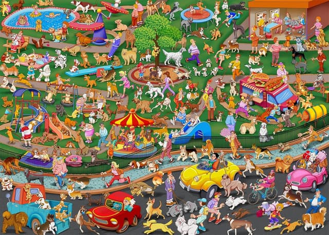Detalle de HUADADA The Dog Party 1000‑Piece Jigsaw Puzzle for Adults (Fun Dogs Park design)