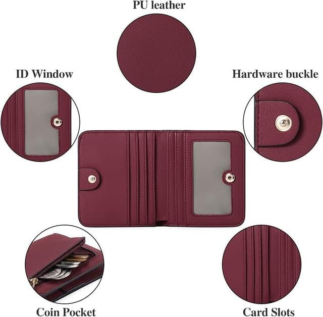 Thumbnail 3 de GAEKEAO Women’s RFID Blocking Leather Compact Bi-fold Wallet with ID Window