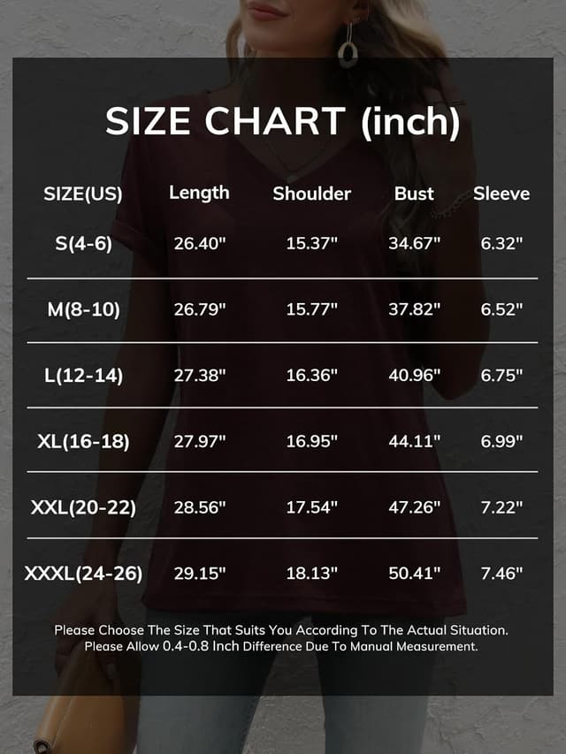 Detalle de ATHMILE Women’s Short Sleeve V-Neck T-Shirts (Lightweight Casual Tees)